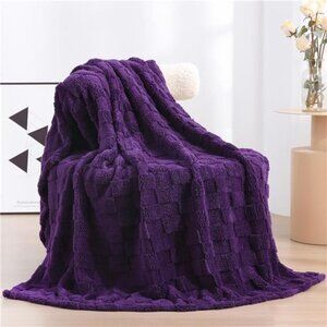 Deep Purple Fleece Throw Blanket 50”×60” for Couch Sofa Bed,Super Soft Cozy